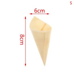 50pcs Disposable Wood Appetizer Cones Biodegradable Cone Veneer Roll Disposable Ice Cream Cone Packaging Container Candy Cup