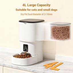 Programmable 4L Automatic Pet Feeder for Small Dogs Cats, Up to 6 Meals Daily, Timer/Portion Control, Pet Feeding Food Dispenser