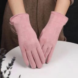 Winter Female Single Layer Warm Cashmere Full Finger Button Cycling Mittens Women Suede Leather Touch Screen Driving Gloves J23