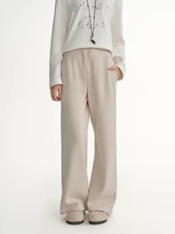 DUSHU 2025 Winter Women's High Waist Drawstring Fleece Lined Loose Fit Casual Pants with Soft Fabric for Comfortable Daily Wear