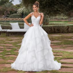 Ruffles Organza Wedding Dress Customized Cap Sleeve V Neck Applqiue Illusion Back Sweep Train A Line Bridal Gown for Bride