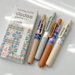4 Retro Pocket Gel Pens 0.5mm Portable Quick-Dry Pens Stylish IG Style Office Signature Black Pens
