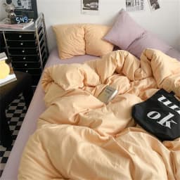 100% Cotton Bed Linen Bedding Set Washed Cotton Four Pieces Bed Sheet Set Comforter Sets Dolid Double Couple Bed Quilt Cover