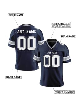 Custom American Football Jersey with Name Number, Personalized Navy Team Jersey Shirt, Sports Gift for Players, Fans, Men & Kids
