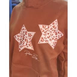 Ladies Autumn Winter Simple Grey Pullover Hoodie Leopard Print Pentacle Star Loose Girl Y2K Basic All-in-one Fashion Casual Tops