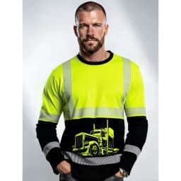 Men's Construction Workers Uniforms 3D Digital Printed Casual Round-Neck Long-Sleeved T-Shirt Comfortable T-Shirts Sportswear