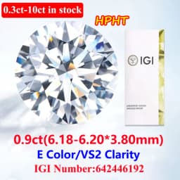 COSFIX 0.3-5ct Round Lab Grown Diamond HPHT IGI Certificate 3EX D/F Color VVS1 Clarity Diamond Gems