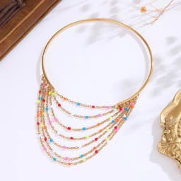 Letdiffery Bohemian Classic Tassel Multi-layer Chain Arm Bracelets Women Stainless Steel Gold Color Cuff Bangle Body Jewelry
