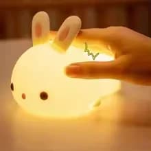 Touch Sensor RGB LED Rabbit Night Light Colorful USB Rechargeable Silicone Bunny Lamp for Children Baby Toy Festival Gift