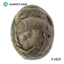 Invisible Hairline Hair System Unit for Men 0.03-0.04mm Super Thin Base Toupee Indian Human Hair Mens' Topper Wig