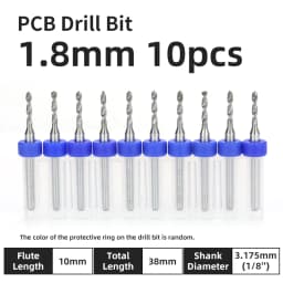 TOOLEYE 10pcs PCB Drill Bit Set Micro Drills Printed Circuit Board 1/8" Shank Mini CNC Drill Bits 0.1-3.175mm Drilling Tools
