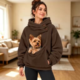 Women Casual Plush Solid Color Pet Pocket Half Zipper Hoodless Sweatshirt Funny Pullover Polyester Sweatshirt Women