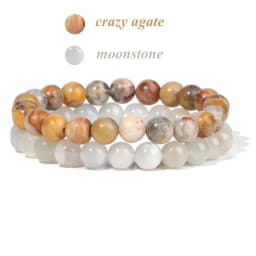 2Pcs Colorful Natural Stone Bead Bracelet Set 8MM Natural Agates Turquois Amethysts Quartzs Gem Stretch Bangle Jewelry Gift