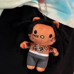 10CM kawaii Rapper Hip Hop Black Hello Kitty Plush Toys Pendant Cartoon Singer Kitty Cool Girly Soft Stuffed toy Backpack Charm