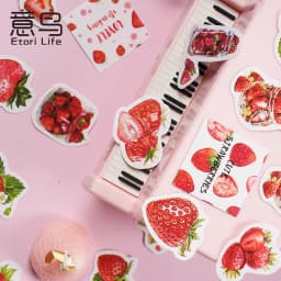 45 Pcs Strawberry Themed Scrapbooking Stickers Set for DIY Journaling Aesthetic Stationery Decor Sweet Gift Set