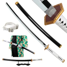 41 inch Demon Slayer Samurai Katana Sword With Belt And Holder Tanjiro Halloween Cosplay Props Decoration