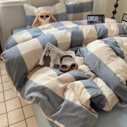 100% Cotton Yarn-dyed Duvet Cover Set or Single Quilt Covers Skin-friendly Breathable Blanket Cover Soft Plaid Comforter Cover