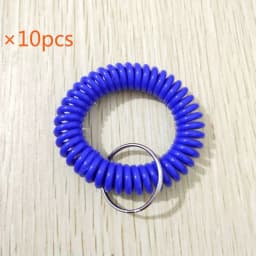 10pcs Lucky Line 2” Spiral Wrist Coil with Steel Key Ring, Multi-Color Flexible Wrist Band Key Chain Bracelet, Stretches to 12”,