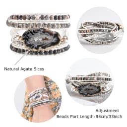 Unique Mix Strands Leather Bracelet Multicolor Natural Stone Woven Wrap Bracelets Bohemian Bracelet Drops Hipping