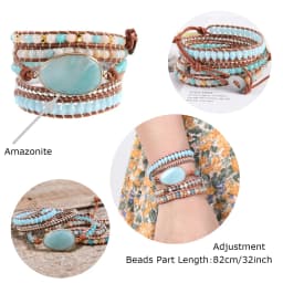 Unique Mix Strands Leather Bracelet Multicolor Natural Stone Woven Wrap Bracelets Bohemian Bracelet Drops Hipping