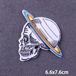 Flame Letters Stickers Iron On Patches For Clothing Thermoadhesive Patches Punk Skull Embroidered Patches On Clothes Badges DIY