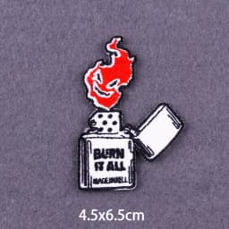 Flame Letters Stickers Iron On Patches For Clothing Thermoadhesive Patches Punk Skull Embroidered Patches On Clothes Badges DIY