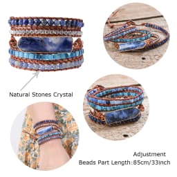 Unique Mix Strands Leather Bracelet Multicolor Natural Stone Woven Wrap Bracelets Bohemian Bracelet Drops Hipping