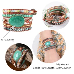 Unique Mix Strands Leather Bracelet Multicolor Natural Stone Woven Wrap Bracelets Bohemian Bracelet Drops Hipping