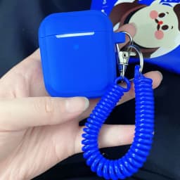 Case For Airpods 1/2/3/4 5 Silicone Solid Color Protective Earphone Cover For Apple Air Pods Pro 2 Spring Fexible Chain Keyring