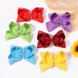 2Pcs/lot 6'' Solid Color Grosgrain Ribbon Bows Hair Clips For Cute Girls Large Handmade Hairpins Barrettes Kids Hair Accessories