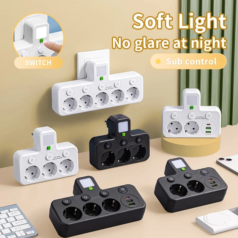 EU Socket Plug Outlet Socket 2-5AC With USB Sockets Electrical No Extension Cord With USB Type-C Ports Two specifications