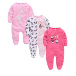 Kavkas Baby Boy Rompers 3 4 Pcs/lot Newborn Cotton Girls Clothes Long Sleeve Summer Soft Jumpsuit O-neck 0-12m Onesie Clothing