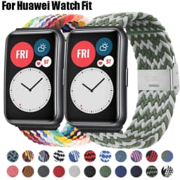 Nylon Strap For Correa Huawei Watch Nylon Braided Elastic Solo Loop For Huawei Watch Fit Strap Adjustable Woven Straps Bracelet