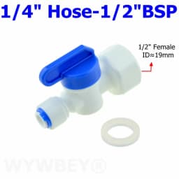 RO Water Straight Plastic Ball Valve 1/4" 3/8" OD Hose Quick Connect 1/4" 3/8" Male 1/2" Female Reveser Osmosis Aquarium Fitting