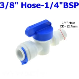 RO Water Straight Plastic Ball Valve 1/4" 3/8" OD Hose Quick Connect 1/4" 3/8" Male 1/2" Female Reveser Osmosis Aquarium Fitting