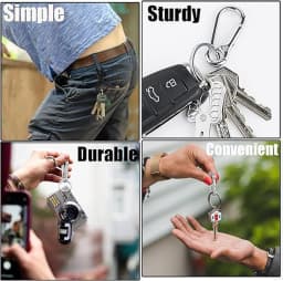 4 PCS Stainless Steel Carabiner Clip Keychain Metal Key Rings Keyring Key Holder Clips Hook Holder Organizer for Car Keys Finder