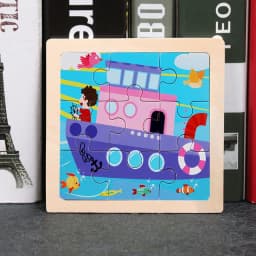 11X11CM Kids Wooden Puzzle Cartoon Animal Traffic Tangram Wood Puzzle Toys Educational Jigsaw Toys for Children GiftS