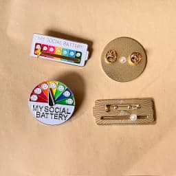 FTCY 2pcs My Social Battery Brooch For Women Men Creative Slideable Mood Pins Back-to-school Season Jewelry