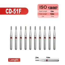 10pcs Fine Dental Diamond Burs for High Speed Handpiece Diamond Smoothing Polish Drills Dentistry Crown Preparation 33 Sizes