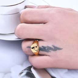 Women Men Flower A-Z Letter Gold Color Finger Ring Initials Name Alphabet Female Party Chunky Rings Stainless steel Jewelry