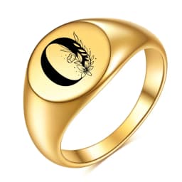 Women Men Flower A-Z Letter Gold Color Finger Ring Initials Name Alphabet Female Party Chunky Rings Stainless steel Jewelry