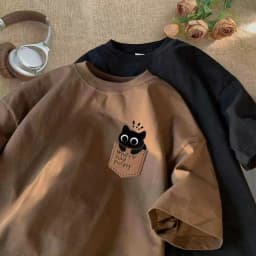 2026 Summer Fun Cartoon Retro American Vintage Casual Couple Loose Sleeve Japanese-Korean Style Short-Sleeved T-Shirt