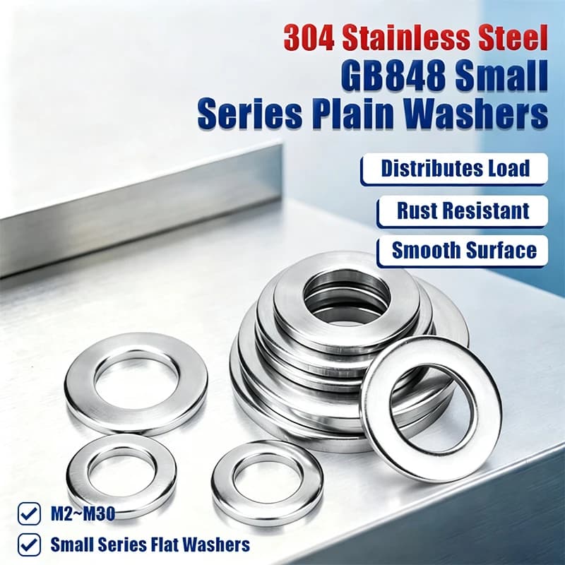 304 Stainless Steel GB848 Small Plain Washers Metric Thin Flat Washers Shim M2 M2.5 M3 M4 M5 M6 M8 M10 M12 M14M16M18M20M24M27M30