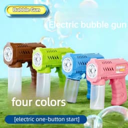 6 Holes Bubble Machine Electric Bubble Gun with Light Automatic Bubble Blowing Toys Kids Soap Blower Summer Outdoor Game Toy
