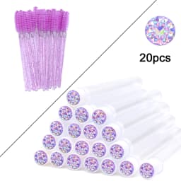 20Pcs Eyelash Extension Brushes With Tubes Lash Mascara Wands Eyebrow Comb Spoolies Container Disposable Makeup Tool Applicator