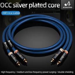 A Pair Hifi RCA Audio Cable OCC Silver Plated RCA Interconnect Cable with Self Locking Gold Plated RCA Plug