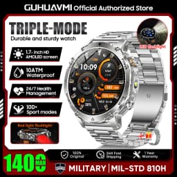 2026 New TANK Ultra 1400mAh Battery Military Smart Watch 10ATM Waterproof Heart Rate Tactical LED Flashlight Men Sports Bracelet