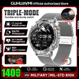 2026 New TANK Ultra 1400mAh Battery Military Smart Watch 10ATM Waterproof Heart Rate Tactical LED Flashlight Men Sports Bracelet