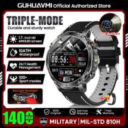 2026 New TANK Ultra 1400mAh Battery Military Smart Watch 10ATM Waterproof Heart Rate Tactical LED Flashlight Men Sports Bracelet