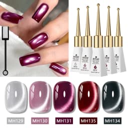 6pcs 10ml Pink Story Cat Magnetic Gel Nail Polish Set Nude Pink Gold Light Magnetic Soak Off UV Gel Varnish DIY Nail Supplies